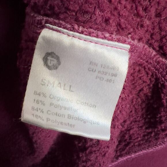 Pact Organic Full Zip Small Hood Berry Burgundy Sweatshirt Hoodie Lounge Long - Picture 10 of 12